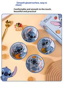 Disney Bộ bát cơm và bát súp bằng gốm hình Stitch, bộ đồ ăn hoạt hình dễ thương, bộ quà tặng gia dụng chất lượng cao. - Nhiều màu - Xem 7