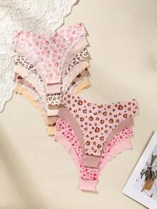 10pcs/Pack - Women's Seamless Wavy Edge Triangular Panties, Comfortable Soft Skin-Friendly Fabric Ladies Seamless Thong Underwear - Multicolor - View 4