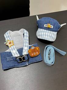 1 套宠物狗服装，狗绳和胸背带套装，宠物帽，狗用品，狗背心，快乐小狗，快乐狗衣服，牵引绳和帽子 - 可爱的 3D 熊装饰，宠物散步服装，宠物配件。 - 彩色 - 查看 5