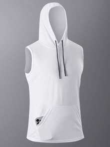 Men's Summer Street Style American Hooded Sleeveless Fitness Sports Tank Top - White - View 2