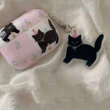 Black Cat Ear Protective Case Cover Compatible With Apple Wireless Earphone Case, Anti-Scratch And Anti-Drop - Pink - View 10