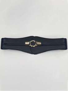 1条女士黑色简约基础款弹力腰带，适合万圣节派对或日常穿搭搭配 - 黑色 - 查看 3