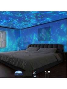 1pc USB Ripple Projection Lamp, 7 Color Changing, Suitable For Bedroom, Adult Game Room, Home Theater, Room Decor, Valentine's Day Gift, Camping, Wedding Decoration Gifts Birthday Graduation Christmas Decorations Home Christmas Gifts Christmas Decor - Multicolor - View 3