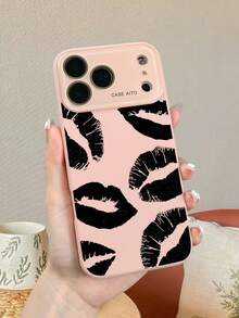 1pc Edgy Black Lip Print Pattern Phone Case.Bold Design,Modern Gothic Aesthetic,Compatible With Iphone 17promax/17pro/17/17Air/16promax/16pro/16/15promax/15pro/15/14promax/14pro/14/13promax/13pro/13/12promax/12pro/12 - 灰色 - 查看 7