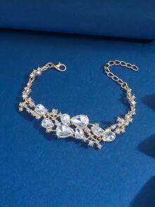 1件女士手链，水滴形玉石水晶手链，闪亮多石设计，适合晚宴、婚礼、情人节等场合佩戴 - 5320 - 查看 3