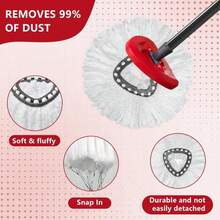 Easywring 1-Tank System,Mop Replacement Heads For O-Ceda Replace , Spin Mop Heads Replacements, Microfiber Spin Mop Refills, Easy Cleaning Head Replacement (1 Base+3pcs White) - Màu A - Xem 3