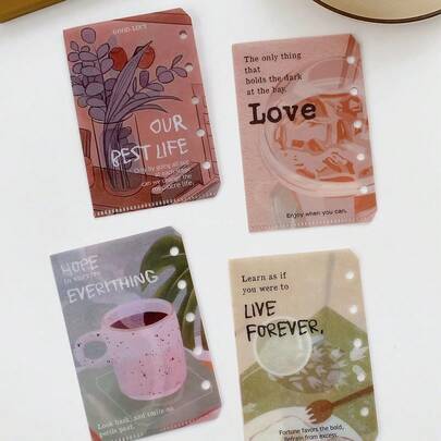 1个防水PP材质A8/M5迷你可替换内芯口袋收纳包，双面印花，可拆卸内芯，适用于笔记本，薄荷摩卡色，时尚设计