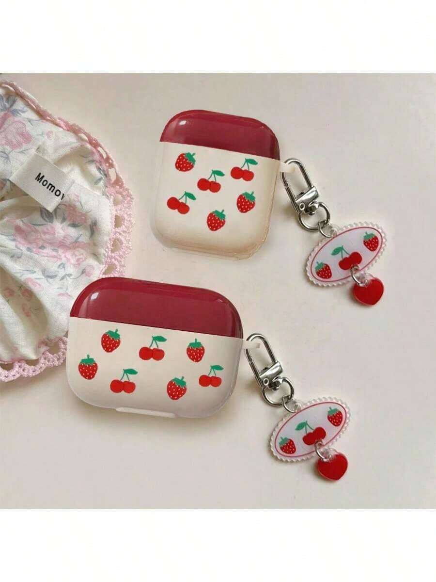 Cherry & Strawberry Style Protective Case Compatible With Apple Wireless Charging Case, Scratch-Resistant & Anti-Drop - Multicolor - View 1