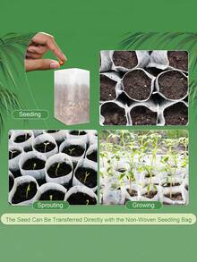 100pcs Non-Woven Thickened Plant Nursery Bags, Improve Seedling Survival Rate, Suitable For Home Garden, Greenhouse, Vegetables, Flowers, Potatoes, Tomatoes And Other Plants, Seed Germination Bags. - White - View 3