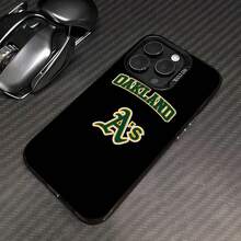 Funda para teléfono con el logotipo de Oakland Athletics Compatible con fundas para teléfonos ,  17,  16 Pro Max,  15 Pro Max,  13 y  12 Brinda protección contra golpes y caídas Un gran regalo para fanáticos de los deportes y amantes del béisbol - Negro - Ver 3