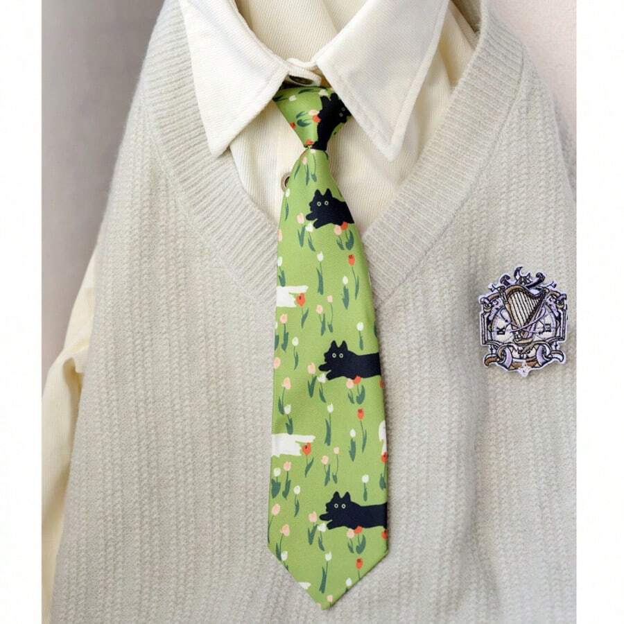 Corbata de clip con diseño de dibujos animados de moda, versátil para que los jóvenes combinen con camisas, unisex - Multicolor - Ver 1