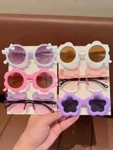 1/2/3/4/6副可爱向日葵时尚儿童太阳镜，仅含展示卡，不含运费 - 彩色 - 查看 2