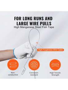 Fish Tape, 240-Foot, 1/8-Inch, Steel Wire Puller With Optimized Housing And Handle, Easy-To-Use Cable Puller Tool, Flexible Wire Fishing Tools For Walls And Electrical Conduit, Non-Conductive - Orange - View 3