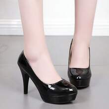 Tacones altos en el campo nocturno zapatos femeninos de pico , Zapatos de tacón de mujer, zapatos individuales impermeables, tacones altos - Negro - Ver 3