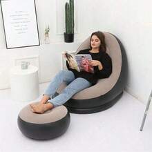New Inflatable Plush Sofa, Designed For Slouchy People, Foldable Footrest, Comfortable Outdoor Lounge Chair, Hot Seller, Camping Equipment - Coffee - View 11