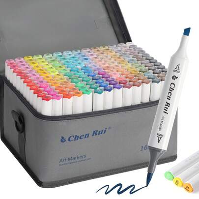 Chen Rui 48/60/80/120/168 Colors Dual Tip Brush Pen Art Marker Set, Brush And Chisel Tip Design, Suitable For Adult Coloring, Back To School Artist Gift - Refillable