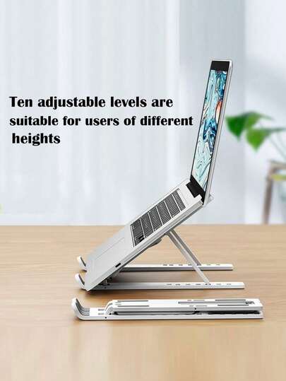 Verstellbarer Laptop-Ständer, tragbarer Laptop-Erhöhung, 10-stufige Höhenverstellung, ergonomischer Computerständer, faltbares Design, ABS-Material, geeignet für alle Laptops