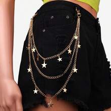 Harajuku Punk Five-Pointed Star Pendant Waist Chain, Street Style Metal Chain Personalized Pants Chain  Iron Alloy - Bạc - Xem 5