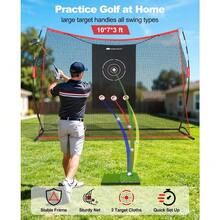 Golf Net 10 x 7ft Golf Practice Net with 2 Targets - Heavy Duty Hitting Driving Chipping Swing Nets for Backyard Garbage Indoor Outdoor Gifts for Men Dad Golfer - Rojo - Ver 7