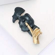 Vintage Enamel Mask Brooch, Fashionable And Creative Jewelry Accessory For Men And Women, Elegant And Unique Mask Brooch, Suitable For Formal And Casual Occasions - màu đen - Xem 2