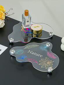 1 件不对称亚克力珠宝展示托盘收纳盒，家居化妆品/化妆品/小饰品收纳架圣诞礼物 - 無色 - 查看 8