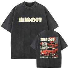 New Arrival Mens Clothes Tee Shirt Homme Anime  Drift AE86 Racing Car Takumi Fujiwara R34 Skyline GTR JDM Washed - màu đen - Xem 8