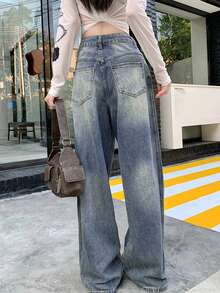 Y2K Style Minimalist Versatile Women's Jeans, Suitable For Casual Daily Wear (Including Belt) Spring - Dark Wash - View 4