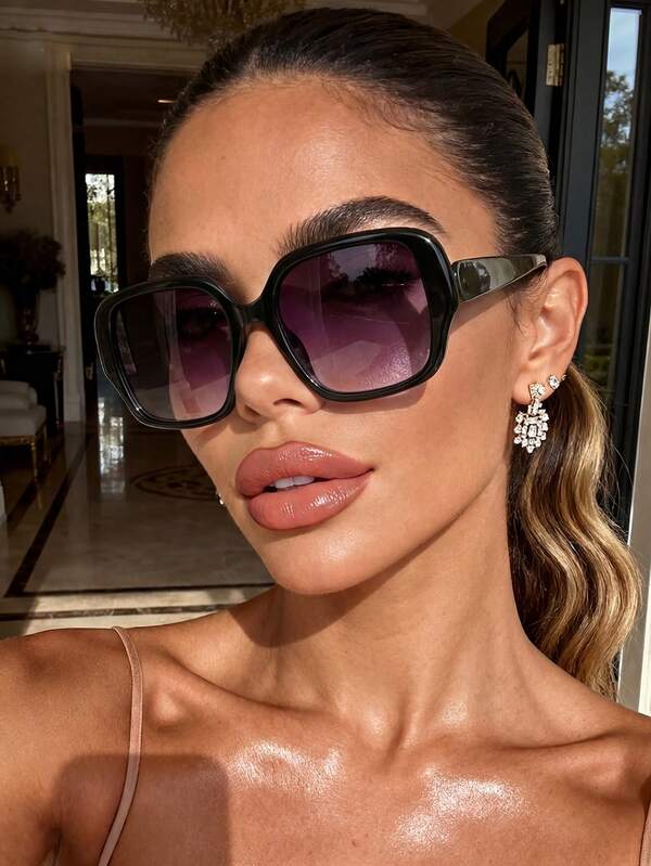 1 Pair Square Fashion Glasses, Suitable For Daily Outfit And Street Style Decoration