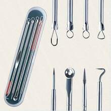 4-Piece Professional Blackhead Removal Set - Acne Removal Tools For Whitehead Acne Removal - Deep Cleansing And Skin Cleansing Tools For Acne Removal - Beauty Tools - Silver - View 1