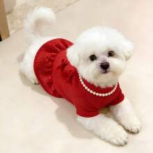 Red Fluffy Winter Dress For Small Pet Dogs & Cats, Princess Tutu Skirt, Clothing For Poodle, Hairless Cat, Bichon Frise - Red - View 4