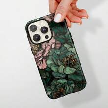 Flower Green Painted Glass Phone Case, Compatible With IPhone 17 16 15 14 13 12 11 Pro Max, And Galaxy S25 S24 S23 Ultra, A Perfect Gift For Her. - Dark Green - View 6