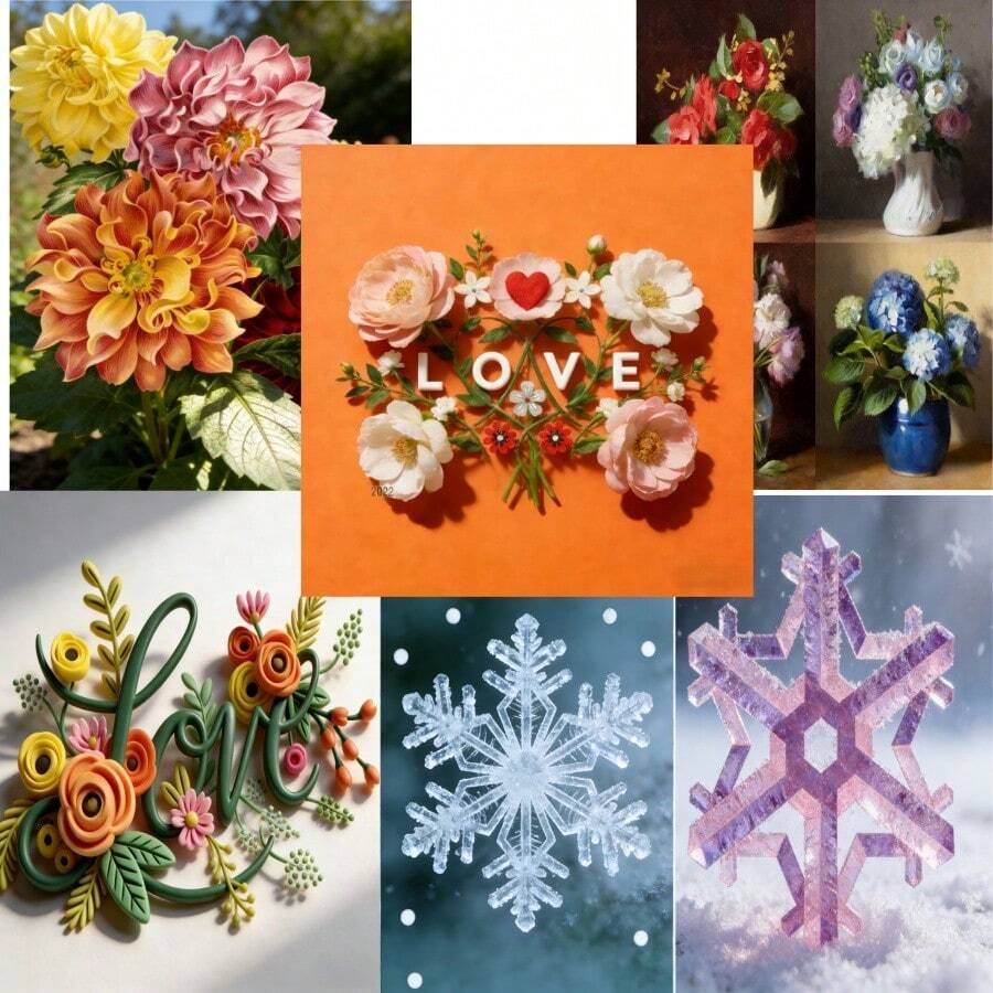 Floral Heart 2015 Snowflake/ 2018 Love Flourishes/2016 Botanical Art/2022 Love Forever Decorative Stickers, Retro Art Collectible Stickers, DIY Craft For Journal & Envelope,For Marking Card - 2018 Tình Yêu Phát Triển - Xem 1