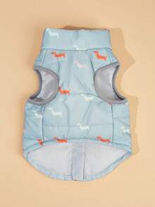 Chaqueta con cremallera acolchada de algodón con estampado de perro para mascotas en otoño/invierno - Gris - Ver 5