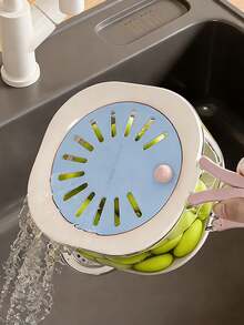 1个带盖可折叠果蔬篮，二合一滤网沥水篮，加厚塑料材质，多功能折叠篮，带提手，适用于厨房，清洗果蔬 - 多功能瀝水籃 - 查看 6