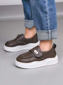 1 Pair Children Flat Shoes, 2026 New Boys Girls Leather Shoes, Casual Running Campus Sports Sneakers - Brown - View 9