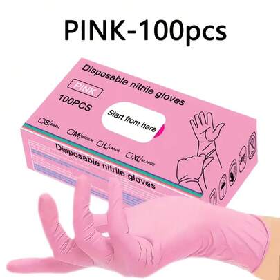 2/20/50/100 Pairs Pink Disposable Gloves - For Household Cleaning, Waterproof For Kitchen, Tattoo, Hair Dye, Pet Care, Salon And Home Use [No Box]