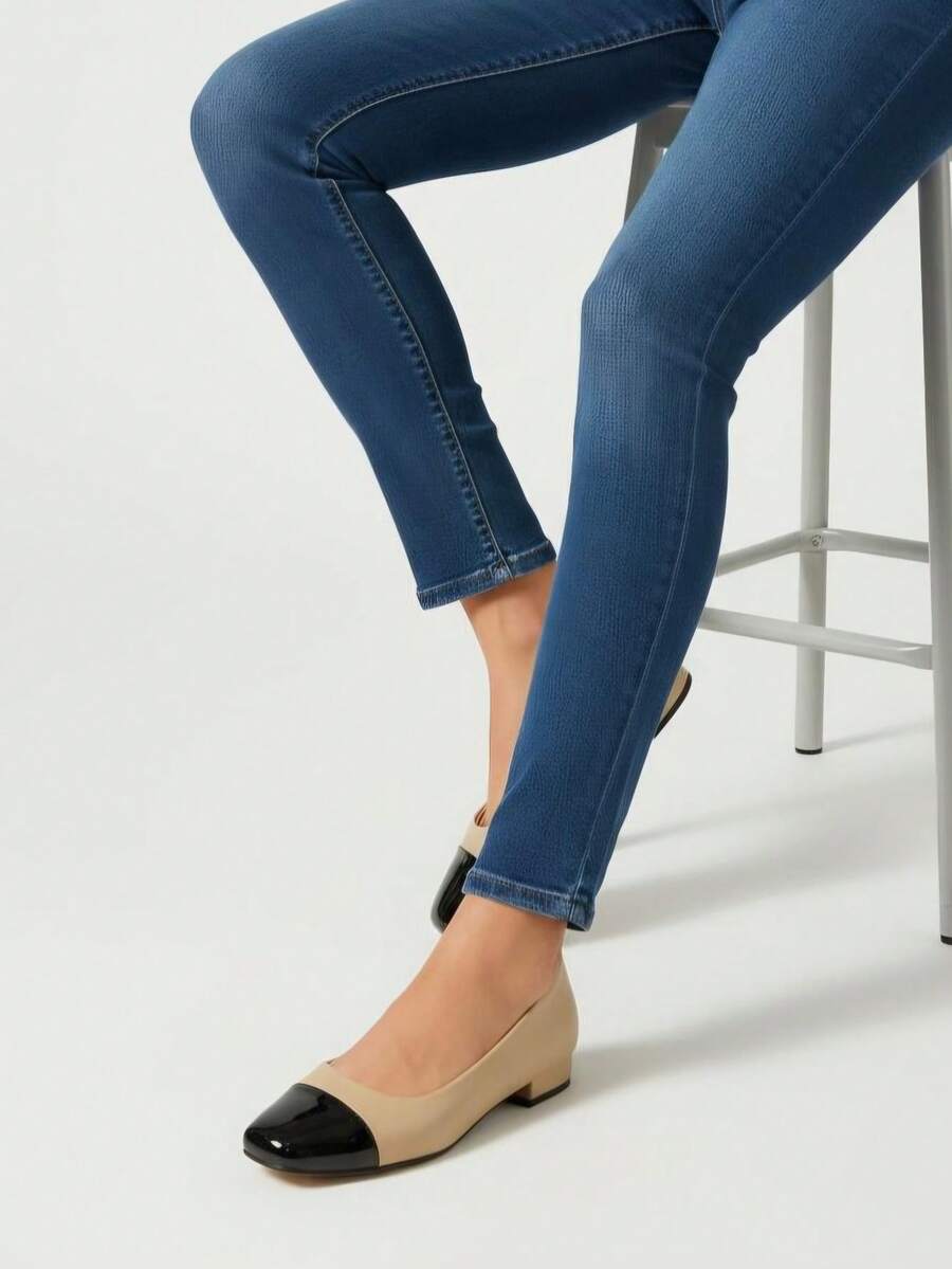 Scarpe casual basse e comode da donna, adatte per le signore d'ufficio con tacchi alti eleganti - Albicocca - Visualizzare 1