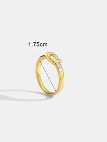 Women's Gold-Plated Zirconia Ring, Hoop Design Ring Band With Rectangular And Square Cut Zirconia Stones, Minimalist Elegant Style For Daily Wear, Versatile Gift For Fashion Enthusiasts - Gold - View 4