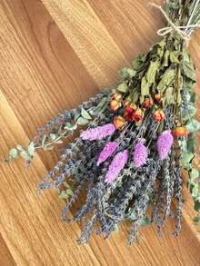 1 Buquê Arranjo Floral de - Capim-das-Pampas, Lavanda, Flores Coloridas de /Verão, Decoração Versátil para Casa, Boho, Fazenda, Jardim Moderno, Buquê de Plantas Naturais para Vasos, Casamentos, Aniversários, Festas, Adereços de Fotografia, DIY - mansão - Visão 6