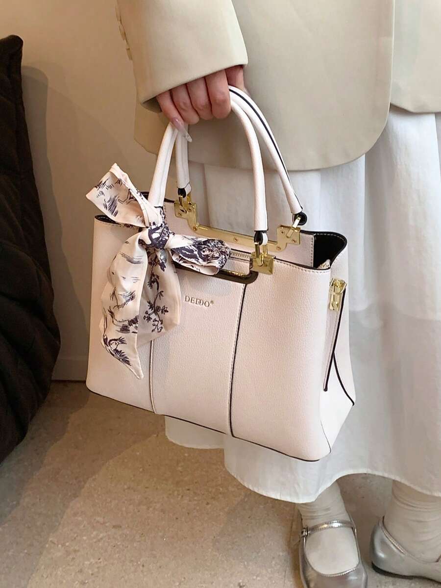 Dedoo Luxury Fashion Multi-Compartment Large Capacity Charm Handbag & Shoulder Bag - Beige - View 1