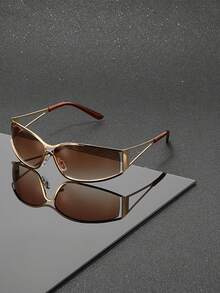 Y2K Retro Futuristic Glasses, Unisex, Unique Hollow-Out Luxury Frame, Slimming Daily Commute Essential - Multicolor - View 19