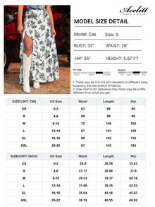 Acelitt Vestido largo bohemio de talle alto con volantes y abertura en el bajo, color azul cielo, para verano - Negro - Ver 4