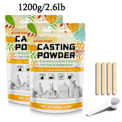 1200g Resin Casting Powder (Packaging Upgrade), 20-30 Minutes Demold, Water Activated Plaster Powder For Craft Casting, Easy Mixing And Self Leveling, Plaster Powder Casting Kit For DIY Home Art.