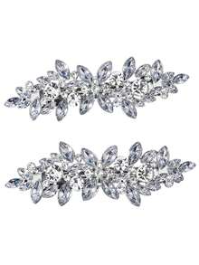 4件套时尚优雅简约女士发夹，派对/生日/婚礼新娘公主发饰，锌合金材质，饰有闪亮水晶字母图案 - 髮夾 - 查看 5