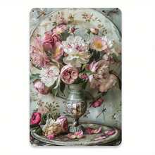 Vintage Floral Metal Wall Art Sign, 8x12 Inch - Elegant Pink & White Roses Design, Iron Home & Office Decor, Perfect Gift For Valentine's Day, Graduation, Easter, Or More, Wall Decor - A - View 4
