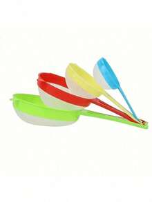 1/4pcs Plastic Mesh Strainer Set, Kitchen Sieve Set, Food Soy Milk Flour Sifter Long Handle Sieve Strainer, Sugar Sieve Fine Mesh Tea Strainer, Kitchen Supplies Kitchenware Kitchen Tools - Multicolor - View 3