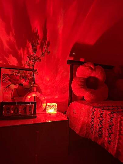 1pc 16 Color LED Ripple Atmosphere USB Night Light, Touch & Remote Control, Glass Art Decor Lamp, Suitable For Bedroom, Home Theater, Christmas, Valentine's Day Decoration, Plastic Material With Smooth Surface