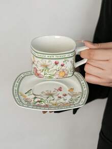 1pc High-End Gift Coffee Cup & Saucer, Retro Ceramic Specialty Coffee Cup, Breakfast Cup, Stylish Souvenir - Multicolor - View 11