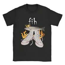 2026 New Hot Men's And Women's Fih Funny Fish Meme Printed T-Shirt Cotton Graphic Tee Shirts Clothing Oversized Outfits - màu đen - Xem 1