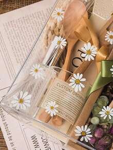 2pcs Transparent PVC Daisy Flower Bridesmaid Gift Bags, Handbag, Ins Style Wedding Gift Box, Valentine's Day/Birthday Gift Bags (1 Large + 1 Small), Excluding Ribbons - اللون البيج - مشاهدة 8